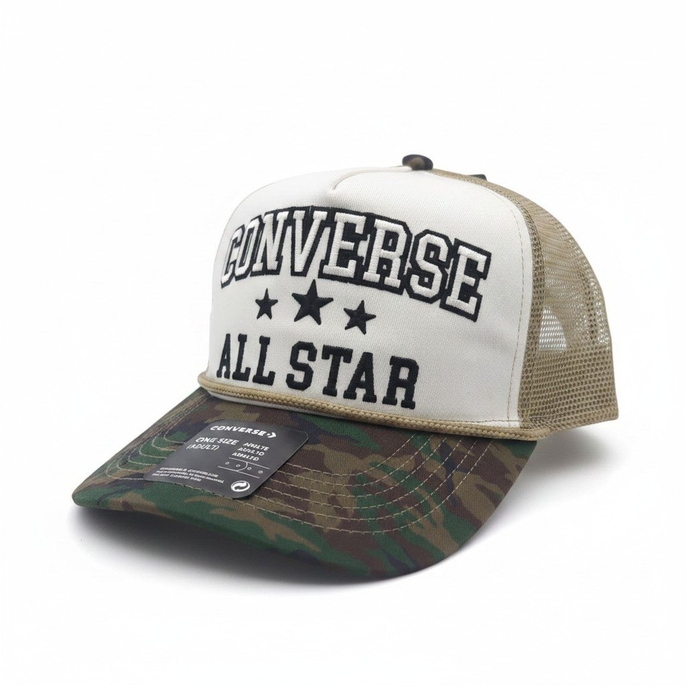 Converse All Star Trucker Hat Camo Flat Brim Mesh Snapback Cap MA5737-650 NEW